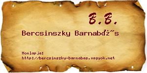 Bercsinszky Barnabás névjegykártya